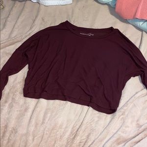 Aeropostale Burgundy Cropped Slouchy Tee